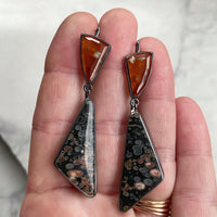 Hessonite Garnet and Volcanic Porphyry Earrings